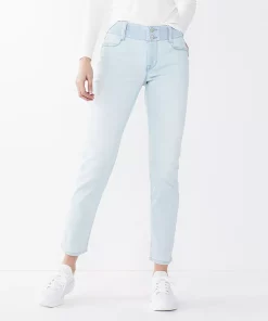 Women's Nine West Curvy Tummy-Control Slim Straight Jeans -Nine West Sales 4988950 Super Light Wash