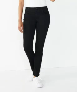 Women's Nine West Tummy-Control Slim Straight Jeans -Nine West Sales 4991601 Black