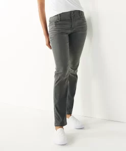 Women's Nine West Tummy-Control Slim Straight Jeans -Nine West Sales 4991601 Gray
