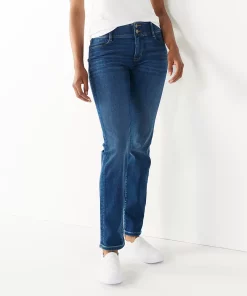 Women's Nine West Tummy-Control Slim Straight Jeans -Nine West Sales 4991601 Medium Wash Blast