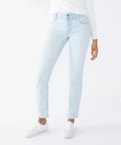 Women's Nine West Tummy-Control Slim Straight Jeans -Nine West Sales 4991601 Super Light Wash