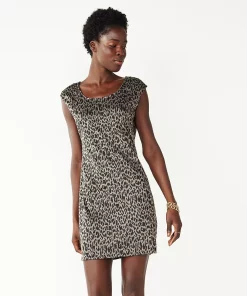 Women's Nine West Scoopneck Cap-Sleeve Sheath Dress 10 Women's Nine West Scoopneck Cap-Sleeve Sheath Dress -Nine West Sales 5010262 Cheetah