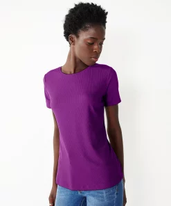 Petite Nine West Essential Crewneck Tee -Nine West Sales 5086783 Pansy Plum Rib