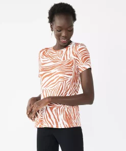 Petite Nine West Essential Crewneck Tee -Nine West Sales 5086783 Summer Zebra