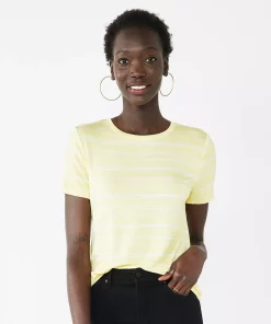 Petite Nine West Essential Crewneck Tee -Nine West Sales 5086783 Yellow Stripe