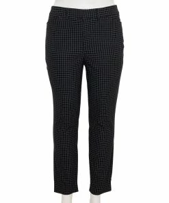 Plus Size Nine West Slim-Cut Ankle Pants -Nine West Sales 5176293 Black White Grid