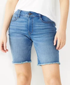 Petite Nine West Slimming Bermuda Jean Shorts