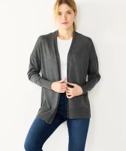 Women's Nine West Essential Lightweight Cardigan 18 Women's Nine West Essential Lightweight Cardigan -Nine West Sales 5234642 Coal Heather Gray