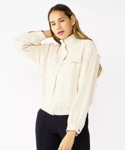 Petite Nine West Draped Bomber Jacket