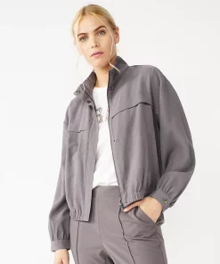 Petite Nine West Draped Bomber Jacket 7 Petite Nine West Draped Bomber Jacket -Nine West Sales 5243540 Shark Cove