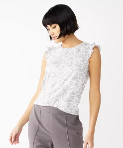 Petite Nine West Ruffle-Shoulder Top