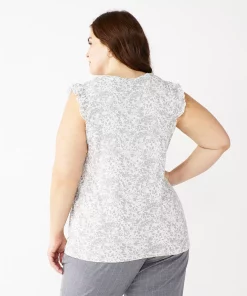 Plus Size Nine West Ruffle Shoulder Tank -Nine West Sales 5245346 ALT