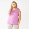 Plus Size Nine West Ruffle Shoulder Tank -Nine West Sales 5245346 Lavendar Mauve