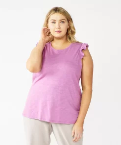 Nine West Sales 18 Plus Size Nine West Ruffle Shoulder Tank