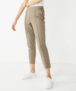 Women's Nine West Curvy Relaxed Pintucked Crop Pants -Nine West Sales 5245416 Mushroom