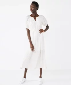 Petite Nine West Puff-Sleeve Midi Dress -Nine West Sales 5262045 Spring Zebra