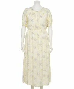 Plus Size Nine West Puff-Sleeve Chiffon Maxi Dress