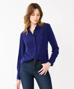 Women's Nine West Drapey Button Down Shirt -Nine West Sales 5271741 Clara Purple