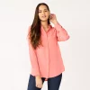 Women's Nine West Drapey Button Down Shirt -Nine West Sales 5271741 Cruz Coral