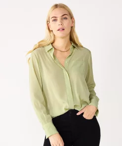 Women's Nine West Drapey Button Down Shirt -Nine West Sales 5271741 Dalton Mint