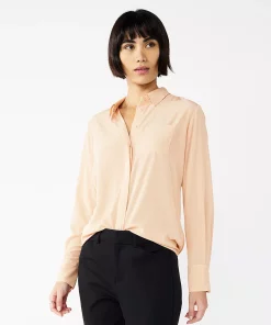 Women's Nine West Drapey Button Down Shirt -Nine West Sales 5271741 Faint Whisper