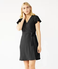 Women's Nine West Flutter Sleeve Wrap Dress