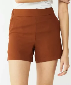 Women's Nine West Mid-Rise Pull-On Soft Shorts -Nine West Sales 5280255 Cocoa Loco