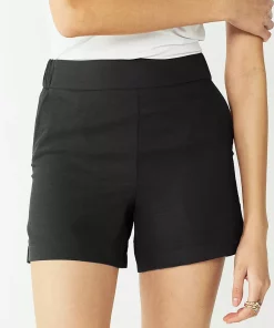 Women's Nine West Mid-Rise Pull-On Soft Shorts -Nine West Sales 5280255 Mineral Black