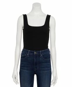 Women's Nine West Rib Scoopneck Tank Bodysuit -Nine West Sales 5288302 Black