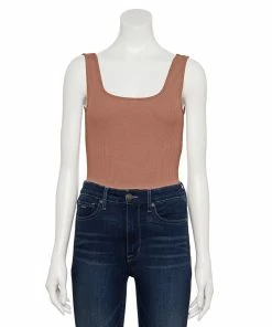 Women's Nine West Rib Scoopneck Tank Bodysuit