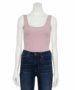 Women's Nine West Rib Scoopneck Tank Bodysuit -Nine West Sales 5288302 Washed Grape