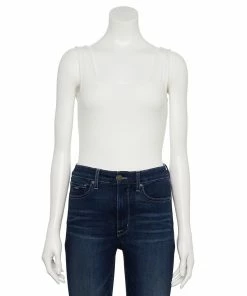 Women's Nine West Rib Scoopneck Tank Bodysuit -Nine West Sales 5288302 White