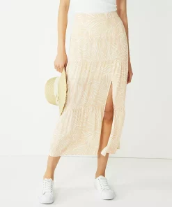 Women's Nine West Crosshatch Tiered Maxi Skirt -Nine West Sales 5330209 Beige Small Zebra