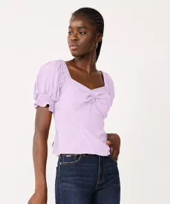 Petite Nine West Twist Front Puff Sleeve Top