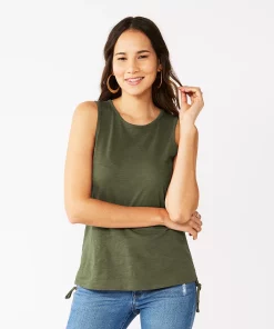 Women's Nine West Ruched Side Tank -Nine West Sales 5493872 Infantry Olive