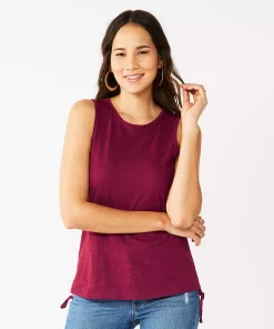 Women's Nine West Ruched Side Tank -Nine West Sales 5493872 Vintage Red