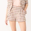 Women's Nine West High Rise Walking Shorts -Nine West Sales 5497675 Mocha Frosting Plaid