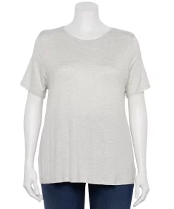Plus Size Nine West Essential Crewneck Tee -Nine West Sales 5525951 Light Gray Heather