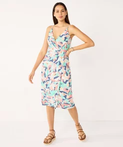 Women's Nine West Strappy Wrap Midi Dress -Nine West Sales 5531473 Abstract Plumeria Teal