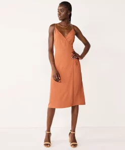 Women's Nine West Strappy Wrap Midi Dress -Nine West Sales 5531473 Pecan Crust