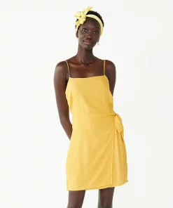 Women's Nine West Side-Tie Faux Wrap Mini Dress 17 Women's Nine West Side-Tie Faux Wrap Mini Dress -Nine West Sales 5532368 Furry Gold