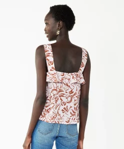 Women's Nine West Squareneck Ruffle Tank -Nine West Sales 5532424 ALT