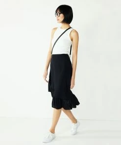 Women's Nine West Asymmetrical Midi Skirt