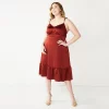 Plus Size Nine West Strappy Fit & Flare Midi Dress -Nine West Sales 5538938 Marsala Flower