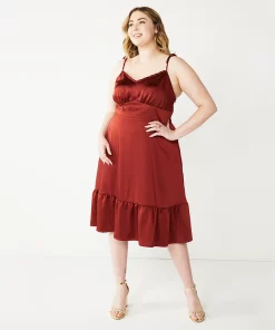 Plus Size Nine West Strappy Fit & Flare Midi Dress