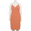 Plus Size Nine West Surplice Midi Dress 2 Plus Size Nine West Surplice Midi Dress -Nine West Sales 5540018 Pecan Crust
