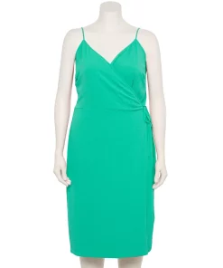 Plus Size Nine West Surplice Midi Dress -Nine West Sales 5540018 Reef