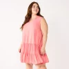 Plus Size Nine West Sleeveless Button-Front Tiered Drop Waist Dress -Nine West Sales 5541789 Cruz Coral