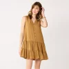 Petite Nine West Button-Front Tiered Drop-Waist Dress -Nine West Sales 5542050 Alderwood