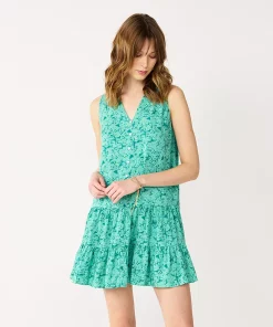 Petite Nine West Button-Front Tiered Drop-Waist Dress 9 Petite Nine West Button-Front Tiered Drop-Waist Dress -Nine West Sales 5542050 Broken Leaves